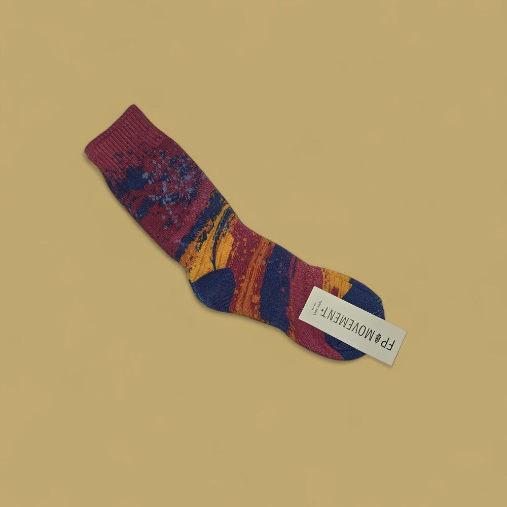 Free People Multicolor Maroon Blue Yellow Patterned Crew Sock
